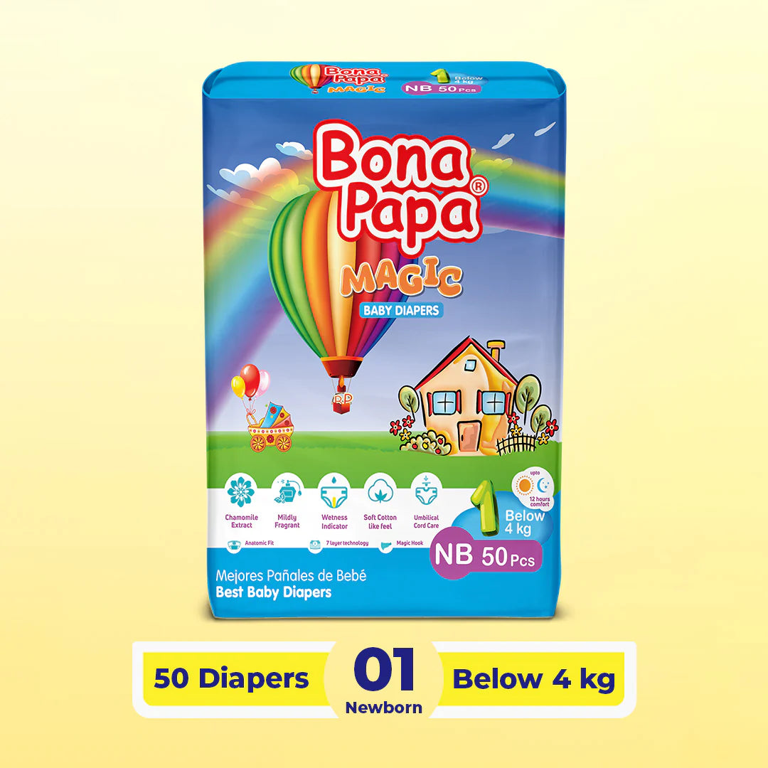 Bona Papa Magic Diapers -1 -NB - Economy Pack - 50 Pcs