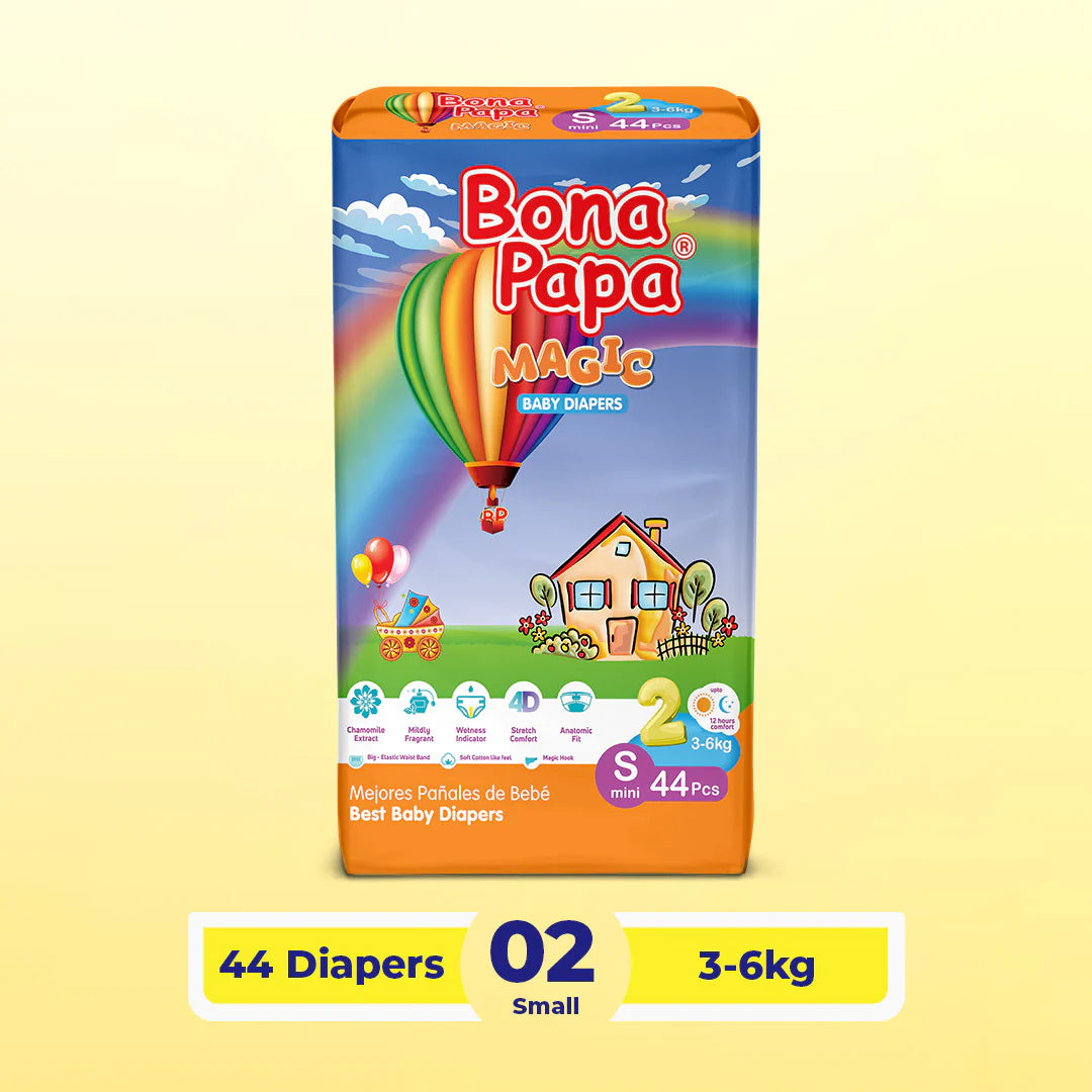 Bona Papa Magic Diapers -2 -S - Economy Pack - 44 Pcs