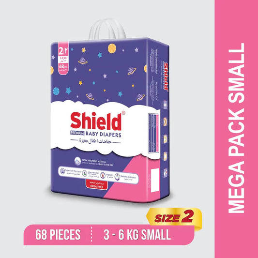 Sheild Baby Diapers - 2 - Mega Pack - Small - 68 Pcs