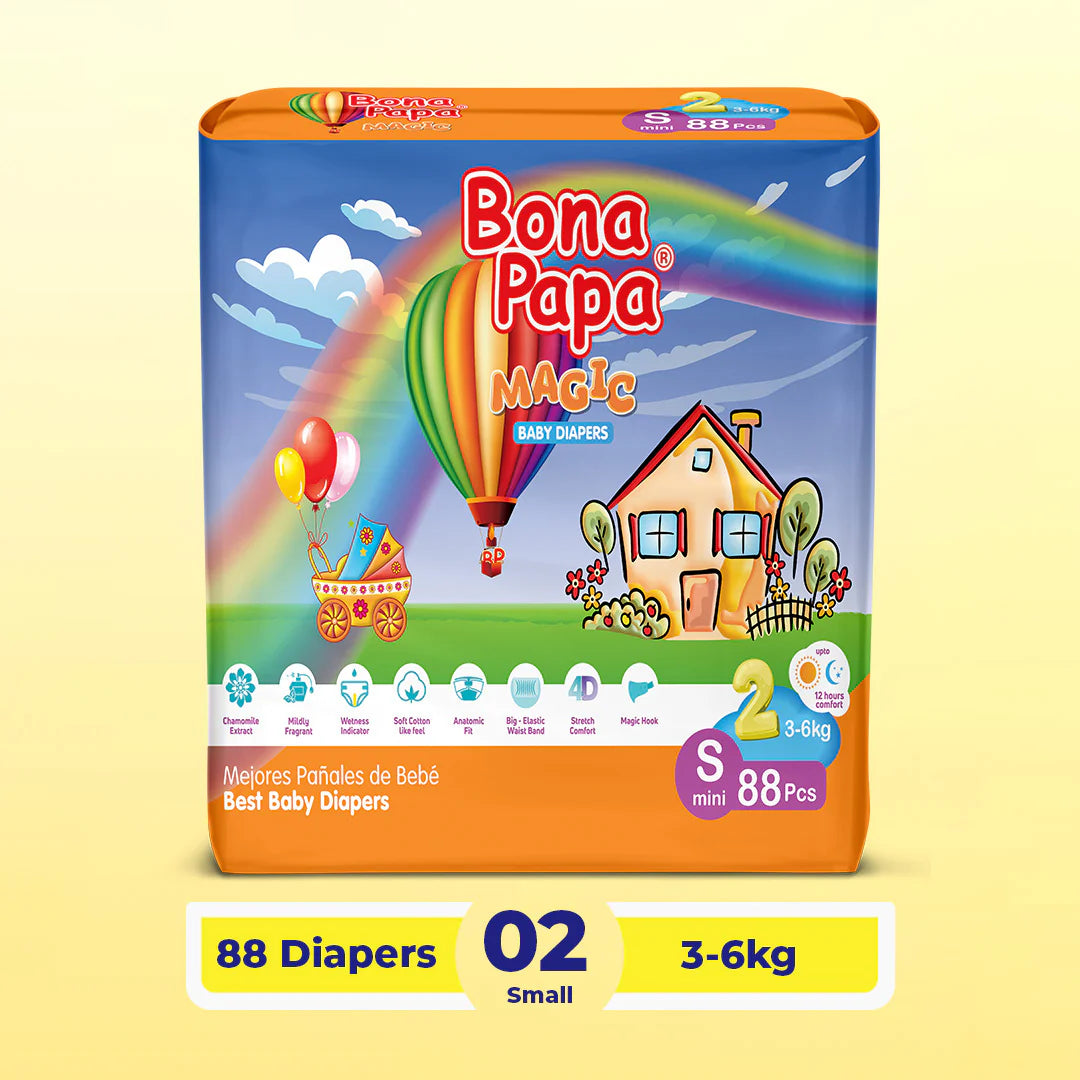 Bona Papa Magic Diapers -2 - S - Jumbo Pack - 88 Pcs