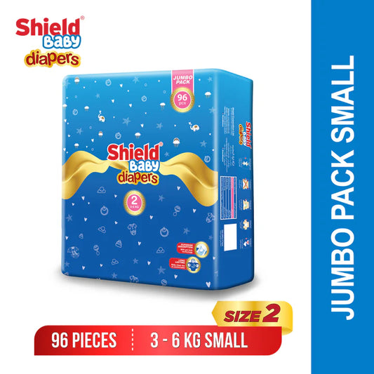 Sheild Baby Diapers - 2 - Jumbo Pack - Small - 96 Pcs