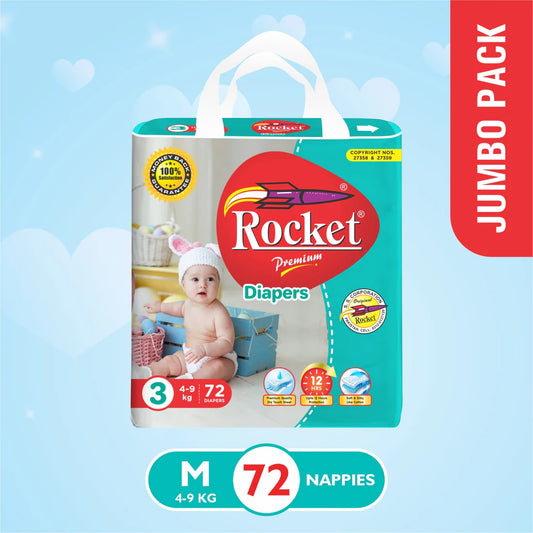 Rocket Diapers -3 -M - Jumbo Pack - 72Pcs