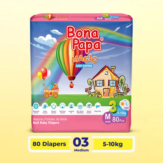 Bona Papa Magic Diapers -3 - M - Jumbo Pack - 80 Pcs