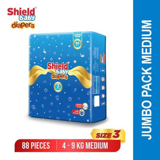 Sheild Baby Diapers - 3 - Jumbo Pack - Medium - 88 Pcs