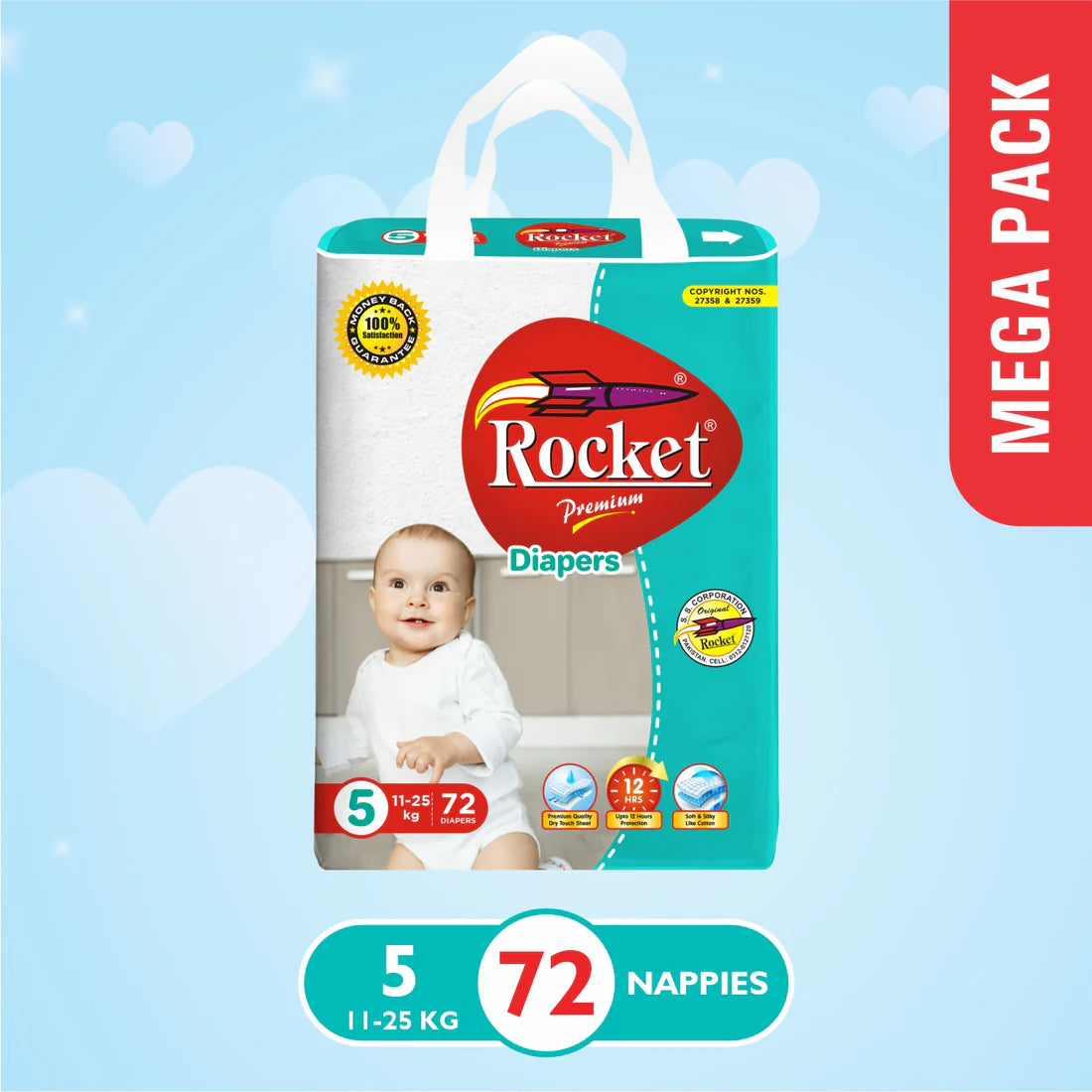 Rocket Diapers -5 -XL - Mega Pack - 72Pcs