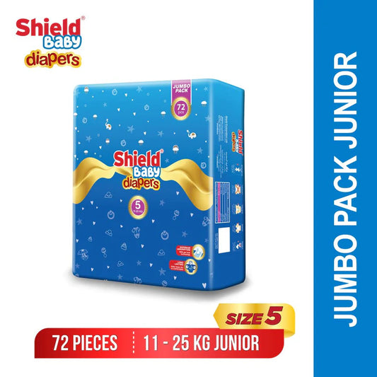 Sheild Baby Diaper - 5 - Jumbo Pack - Junior - 72 Pcs