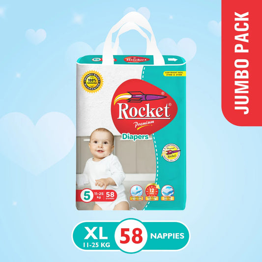 Rocket Diapers -5 -XL - Jumbo Pack - 58Pcs