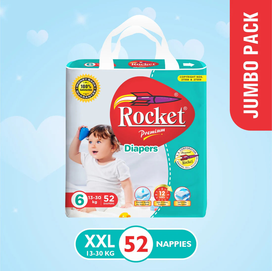 Rocket Diapers -6 -XXL - Jumbo Pack - 52Pcs