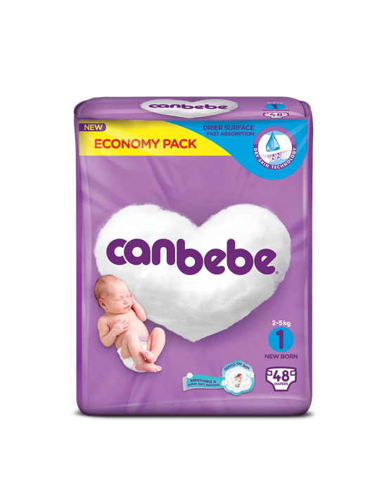 Canbebe Diapers -1 - NB - Economy Pack -48 Pcs