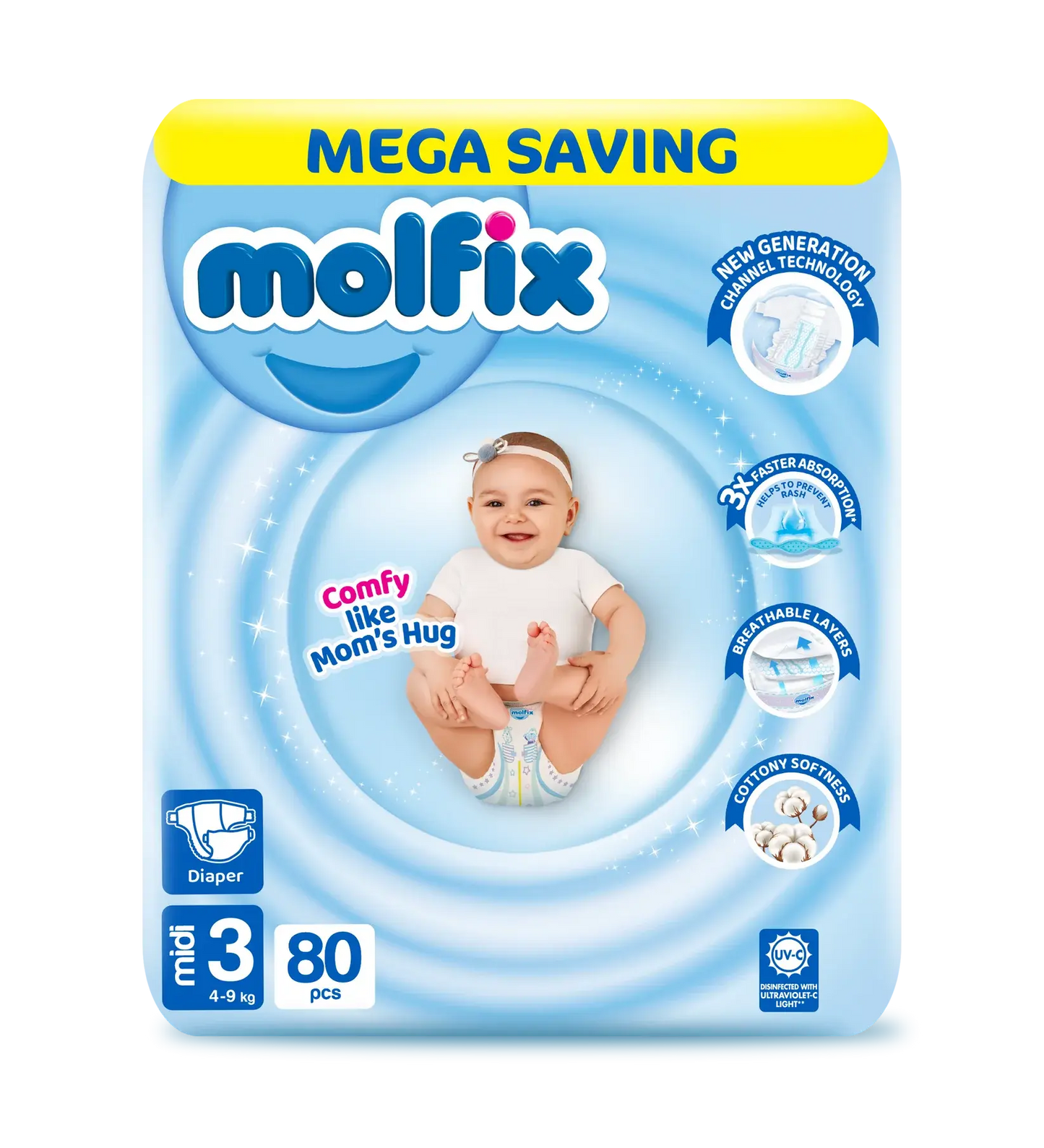 Molfix Diapers -3 -M -80 Pcs