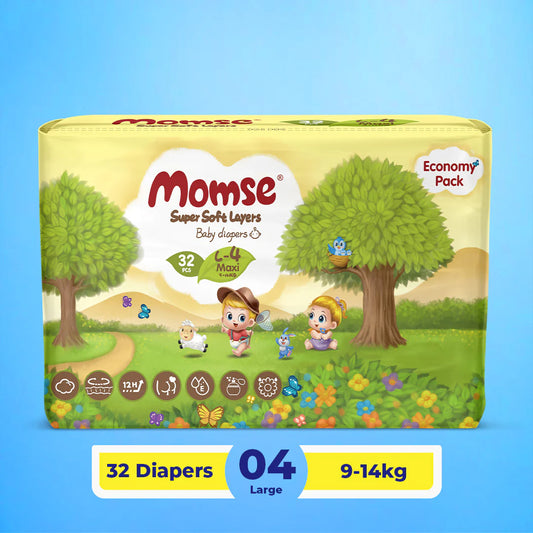 Momse Diapers -4 -L (Maxi) 9-14kg Economy Pack 32 Pcs