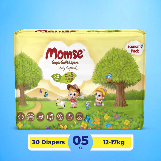 Momse Diapers -5 -XL(Junior) 12-17kg Economy Pack 30 Pcs