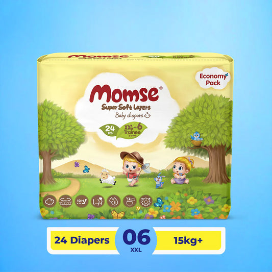 Momse Diapers -6 -XXL (Trainee) 15kg plus Economy Pack 24 Pcs