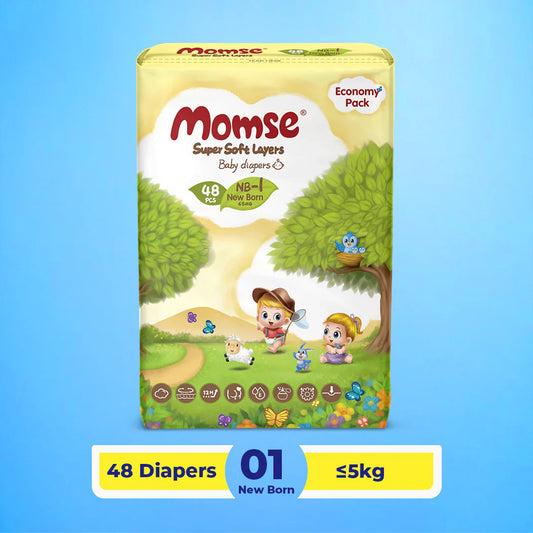 Momse Diapers -1 -NB Below 5kg Economy Pack 48 Pcs Regular price