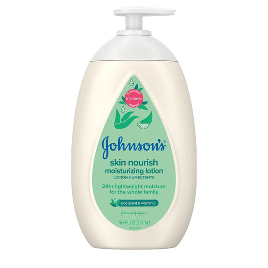 Johnson's Skin Nourish Moisturizing Lotion with Aloe Scent and Vitamin E